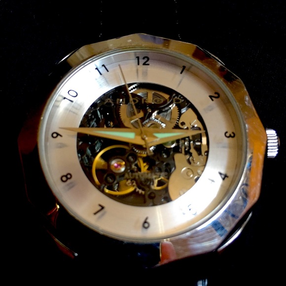 Android Mechanical Skeleton Watch AD345 Mens 44mm 18 Jewels